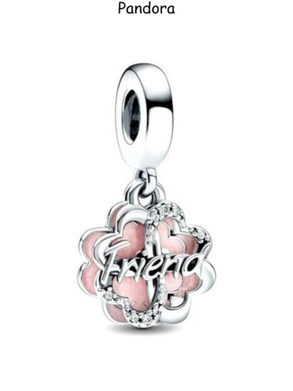 Pandora Pink 'Friend' Floral Dangle Charm
